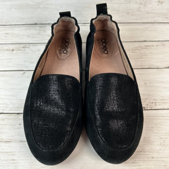 Abeo Jean 11 Loafers Womens 7M Metallic Black Leather Neutral Orthotic Insoles - Picture 3 of 10